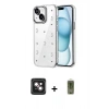 MARSİLYAN™- iPhone 14 Kılıf Yörünge Form - Siyah Joko Magic 5D Hayalet Cam + PVD Metal Kamera Lens - PE