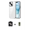 MARSİLYAN™- iPhone 14 Kılıf Yörünge Form - Siyah Joko Magic 5D Hayalet Cam + PVD Metal Kamera Lens - TU