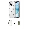 MARSİLYAN™- iPhone 14 Kılıf Yörünge Form - Siyah Joko Magic 5D Hayalet Cam + Shine Kamera Lens - SH