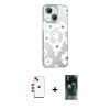 MARSİLYAN™- iPhone 14 Kılıf Yörünge Işık Prime - Şeffaf 360 Full Body Arka Koruyucu + Shine Kamera Lens - KI