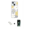 MARSİLYAN™- iPhone 14 Kılıf Yörünge Işık Prime - Şeffaf 360 Full Body Arka Koruyucu + Diamond Kamera Lens - PE