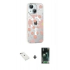 MARSİLYAN™- iPhone 14 Kılıf Yörünge Işık Prime - Şeffaf 360 Full Body Arka Koruyucu + Diamond Kamera Lens - PE