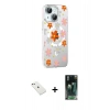 MARSİLYAN™- iPhone 14 Kılıf Yörünge Işık Prime - Şeffaf 360 Full Body Arka Koruyucu + Diamond Kamera Lens - PE
