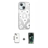 MARSİLYAN™- iPhone 14 Kılıf Yörünge Işık Prime - Şeffaf 360 Full Body Arka Koruyucu + Shine Kamera Lens - GI