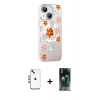 MARSİLYAN™- iPhone 14 Kılıf Yörünge Işık Prime - Şeffaf 360 Full Body Arka Koruyucu + Shine Kamera Lens - GI