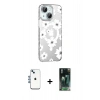 MARSİLYAN™- iPhone 14 Kılıf Yörünge Işık Prime - Şeffaf 360 Full Body Arka Koruyucu + Shine Kamera Lens - MI