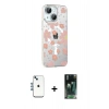 MARSİLYAN™- iPhone 14 Kılıf Yörünge Işık Prime - Şeffaf 360 Full Body Arka Koruyucu + Shine Kamera Lens - MI