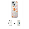 MARSİLYAN™- iPhone 14 Kılıf Yörünge Işık Prime - Şeffaf Pasifik Cam Ekran Koruyucu + Shine Kamera Lens - GS