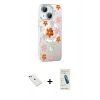MARSİLYAN™- iPhone 14 Kılıf Yörünge Işık Prime - Şeffaf Pasifik Cam Ekran Koruyucu + Diamond Kamera Lens - KI