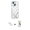 MARSİLYAN™- iPhone 14 Kılıf Yörünge Işık Prime - Şeffaf Pasifik Cam Ekran Koruyucu + Diamond Kamera Lens - KI