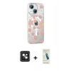 MARSİLYAN™- iPhone 14 Kılıf Yörünge Işık Prime - Şeffaf Pasifik Cam Ekran Koruyucu + PVD Metal Kamera Lens - PE