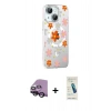 MARSİLYAN™- iPhone 14 Kılıf Yörünge Işık Prime - Şeffaf Pasifik Cam Ekran Koruyucu + Raze Metal Kamera Lens - SH