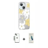 MARSİLYAN™- iPhone 14 Kılıf Yörünge Işık Prime - Şeffaf Pasifik Cam Ekran Koruyucu + Shine Kamera Lens - YL