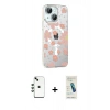 MARSİLYAN™- iPhone 14 Kılıf Yörünge Işık Prime - Şeffaf Pasifik Cam Ekran Koruyucu + Shine Kamera Lens - YL