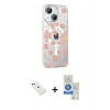 MARSİLYAN™- iPhone 14 Kılıf Yörünge Işık Prime - Şeffaf Royal Nano Ekran Koruyucu + Diamond Kamera Lens - KI