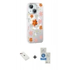 MARSİLYAN™- iPhone 14 Kılıf Yörünge Işık Prime - Şeffaf Royal Nano Ekran Koruyucu + Diamond Kamera Lens - KI