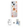 MARSİLYAN™- iPhone 14 Kılıf Yörünge Işık Prime - Şeffaf Royal Nano Ekran Koruyucu + Shine Kamera Lens - MI