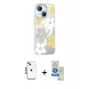 MARSİLYAN™- iPhone 14 Kılıf Yörünge Işık Prime - Şeffaf Royal Nano Ekran Koruyucu + Shine Kamera Lens - MI