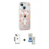 MARSİLYAN™- iPhone 14 Kılıf Yörünge Işık Prime - Şeffaf Royal Nano Ekran Koruyucu + Shine Kamera Lens - YL