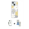 MARSİLYAN™- iPhone 14 Kılıf Yörünge Işık Prime - Şeffaf Royal Nano Ekran Koruyucu + Shine Kamera Lens - YL