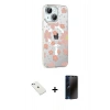 MARSİLYAN™- iPhone 14 Kılıf Yörünge Işık Prime - Siyah 3D Antistatik Hayalet Cam Ekran Koruyucu + Diamond Kamera Lens - SABE