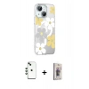 MARSİLYAN™- iPhone 14 Kılıf Yörünge Işık Prime - Siyah Bilvis 3D Cam Ekran Koruyucu + Shine Kamera Lens - YL