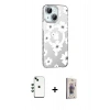 MARSİLYAN™- iPhone 14 Kılıf Yörünge Işık Prime - Siyah Bilvis 3D Cam Ekran Koruyucu + Shine Kamera Lens - YL