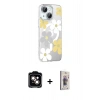MARSİLYAN™- iPhone 14 Kılıf Yörünge Işık Prime - Siyah Bilvis 3D Cam Ekran Koruyucu + PVD Metal Kamera Lens - TU