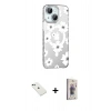 MARSİLYAN™- iPhone 14 Kılıf Yörünge Işık Prime - Siyah Bilvis 3D Cam Ekran Koruyucu + Diamond Kamera Lens - YL