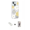 MARSİLYAN™- iPhone 14 Kılıf Yörünge Işık Prime - Siyah Bilvis 3D Cam Ekran Koruyucu + Diamond Kamera Lens - YL