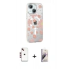 MARSİLYAN™- iPhone 14 Kılıf Yörünge Işık Prime - Siyah Bilvis 3D Mat Cam Ekran Koruyucu + Shine Kamera Lens - KI