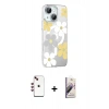 MARSİLYAN™- iPhone 14 Kılıf Yörünge Işık Prime - Siyah Bilvis 3D Mat Cam Ekran Koruyucu + Shine Kamera Lens - KI