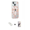 MARSİLYAN™- iPhone 14 Kılıf Yörünge Işık Prime - Siyah Bilvis 3D Mat Cam Ekran Koruyucu + Diamond Kamera Lens - PE
