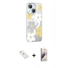 MARSİLYAN™- iPhone 14 Kılıf Yörünge Işık Prime - Siyah Bilvis 3D Mat Cam Ekran Koruyucu + Diamond Kamera Lens - PE