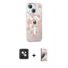 MARSİLYAN™- iPhone 14 Kılıf Yörünge Işık Prime - Siyah Bilvis 3D Mat Cam Ekran Koruyucu + PVD Metal Kamera Lens - PE