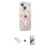 MARSİLYAN™- iPhone 14 Kılıf Yörünge Işık Prime - Siyah Bilvis 3D Mat Cam Ekran Koruyucu + Diamond Kamera Lens - YL