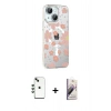 MARSİLYAN™- iPhone 14 Kılıf Yörünge Işık Prime - Siyah Bilvis 3D Mat Cam Ekran Koruyucu + Shine Kamera Lens - YL