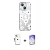 MARSİLYAN™- iPhone 14 Kılıf Yörünge Işık Prime - Siyah Bilvis 5in1 3D Magic Cam Ekran Koruyucu + Shine Kamera Lens - GD
