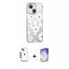 MARSİLYAN™- iPhone 14 Kılıf Yörünge Işık Prime - Siyah Bilvis 5in1 3D Magic Cam Ekran Koruyucu + Shine Kamera Lens - KI