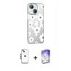MARSİLYAN™- iPhone 14 Kılıf Yörünge Işık Prime - Siyah Bilvis 5in1 3D Magic Cam Ekran Koruyucu + Shine Kamera Lens - MI