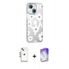 MARSİLYAN™- iPhone 14 Kılıf Yörünge Işık Prime - Siyah Bilvis 5in1 3D Magic Cam Ekran Koruyucu + Shine Kamera Lens - GI