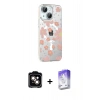 MARSİLYAN™- iPhone 14 Kılıf Yörünge Işık Prime - Siyah Bilvis 5in1 3D Magic Cam Ekran Koruyucu + Turuncu PVD Metal Kamera Lens