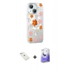 MARSİLYAN™- iPhone 14 Kılıf Yörünge Işık Prime - Siyah Bilvis 5in1 5D Magic Hayalet Cam Ekran Koruyucu + Diamond Kamera Lens - PE