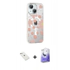 MARSİLYAN™- iPhone 14 Kılıf Yörünge Işık Prime - Siyah Bilvis 5in1 5D Magic Hayalet Cam Ekran Koruyucu + Diamond Kamera Lens - PE