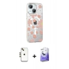 MARSİLYAN™- iPhone 14 Kılıf Yörünge Işık Prime - Siyah Bilvis 5in1 5D Magic Hayalet Cam Ekran Koruyucu + Shine Kamera Lens - GD