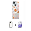 MARSİLYAN™- iPhone 14 Kılıf Yörünge Işık Prime - Siyah Bilvis 5in1 5D Magic Hayalet Cam Ekran Koruyucu + Shine Kamera Lens - GD