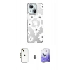 MARSİLYAN™- iPhone 14 Kılıf Yörünge Işık Prime - Siyah Bilvis 5in1 5D Magic Hayalet Cam Ekran Koruyucu + Shine Kamera Lens - GD