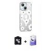 MARSİLYAN™- iPhone 14 Kılıf Yörünge Işık Prime - Siyah Bilvis 5in1 5D Magic Hayalet Cam Ekran Koruyucu + PVD Metal Kamera Lens - MI