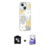 MARSİLYAN™- iPhone 14 Kılıf Yörünge Işık Prime - Siyah Bilvis 5in1 5D Magic Hayalet Cam Ekran Koruyucu + PVD Metal Kamera Lens - MI