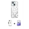 MARSİLYAN™- iPhone 14 Kılıf Yörünge Işık Prime - Siyah Bilvis 5in1 5D Magic Hayalet Cam Ekran Koruyucu + Shine Kamera Lens - SH